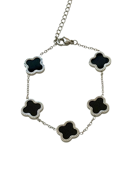 Βραχιόλι ατσάλινο με μαύρους κυκλικούς σταυρούς - w603