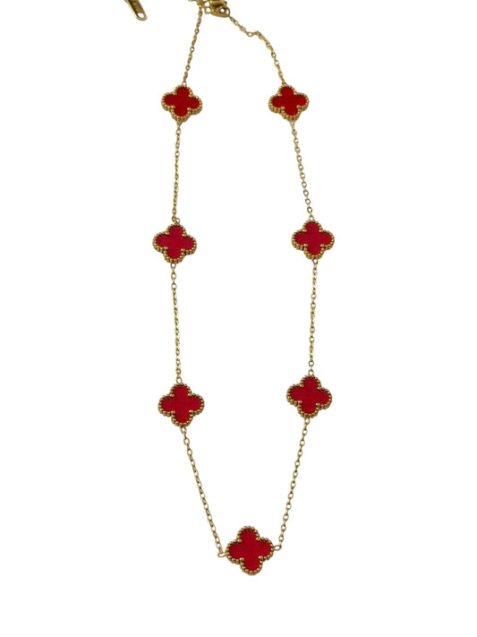 Κολιέ ατσάλινο με κόκκινους κυκλικούς σταυρούς - w611