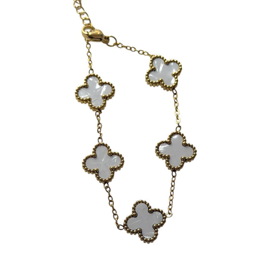 Βραχιόλι ατσάλινο με λευκούς κυκλικούς σταυρούς - w613