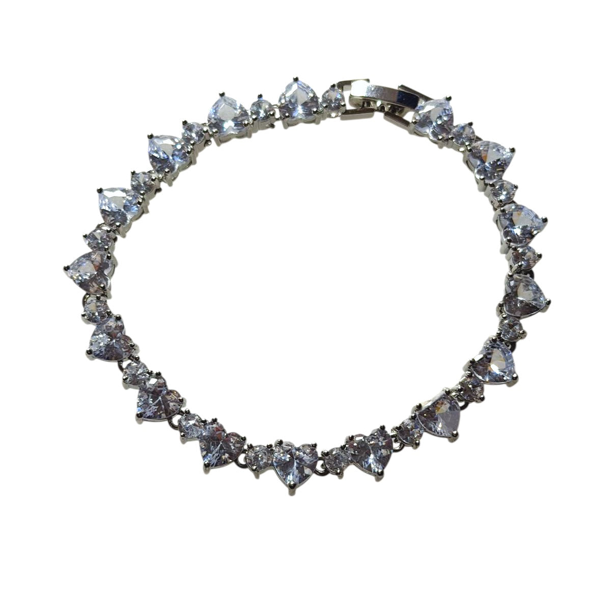 Βραχιόλι ορειχάλκινο με zircon καρδιές - w629