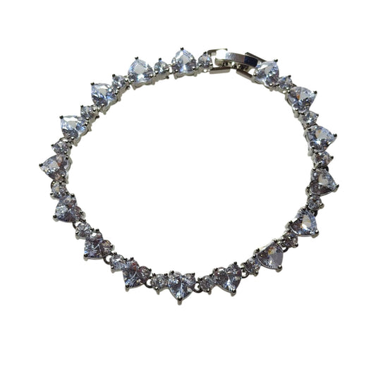 Βραχιόλι ορειχάλκινο με zircon καρδιές - w629