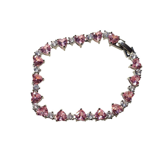 Βραχιόλι ορειχάλκινο με zircon καρδιές - w630