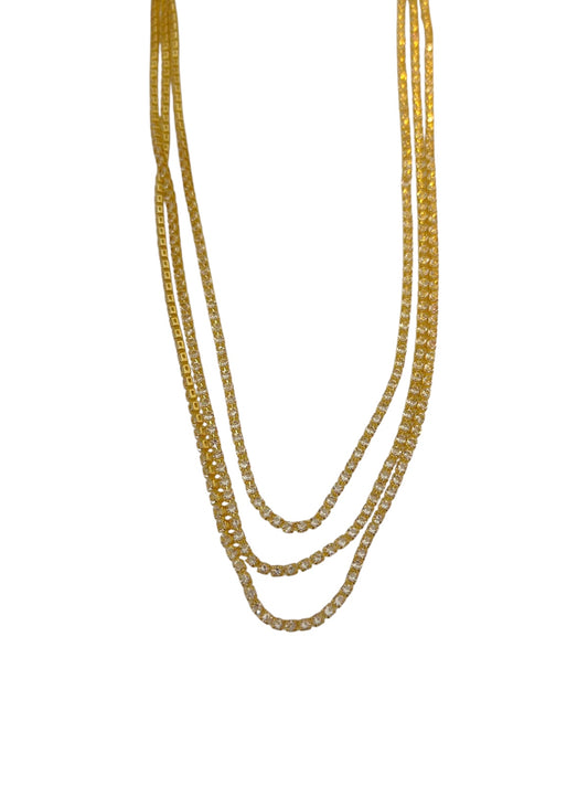 Κολιέ ορειχάλκινο με στρας -w639