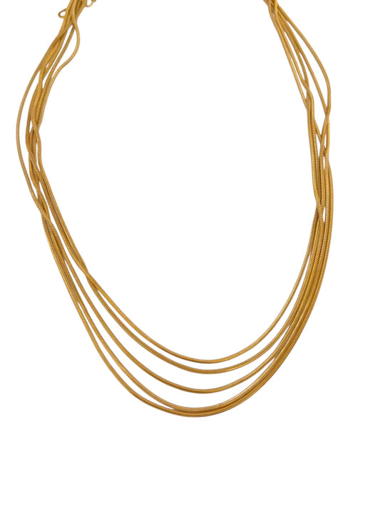 Κολιέ  ατσάλι πολλαπλό χρυσό- w653