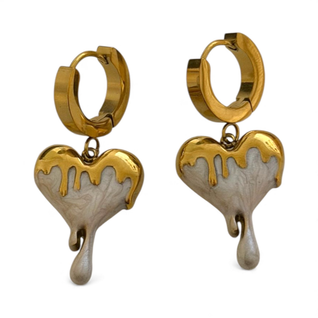 Σκουλαρίκια ατσάλινα με καρδιές - w669