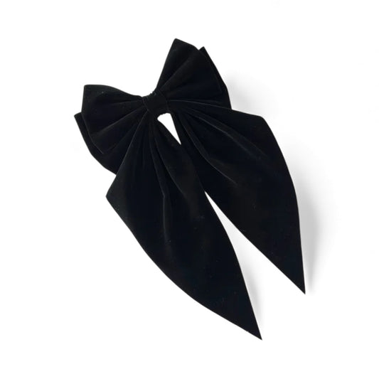 Κλιπ με βελούδινο φιόγκο μαύρο- HA038