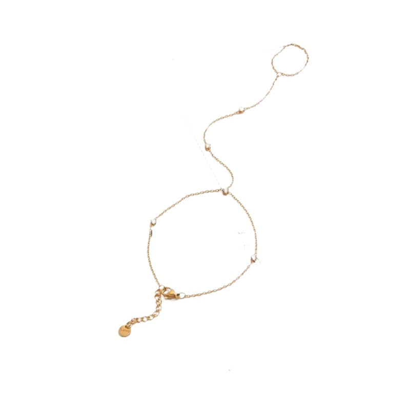 Βραχιόλι με δαχτυλίδι ατσάλινο με στρας - BR353