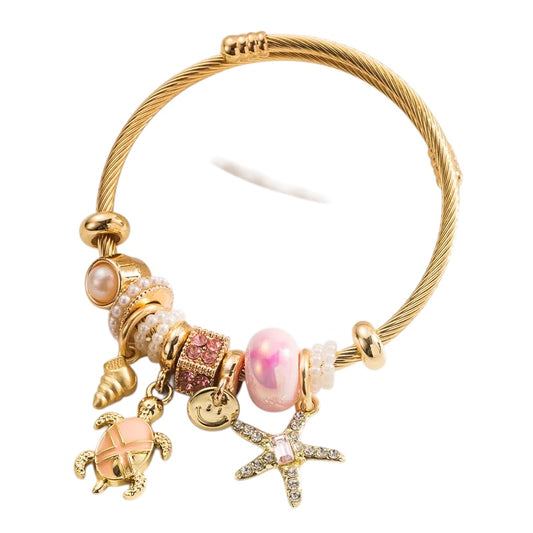 Βραχιόλι bangle με ροζ στοιχεία - BR206