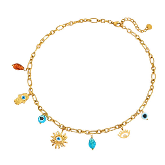 Κολιέ ατσάλινο με καλοκαιρινά μάτια- ne657