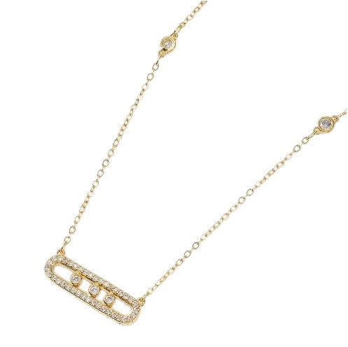 Κολιέ μπάρα με zircon (Επιχρυσωμένος ορείχαλκος) -NE707