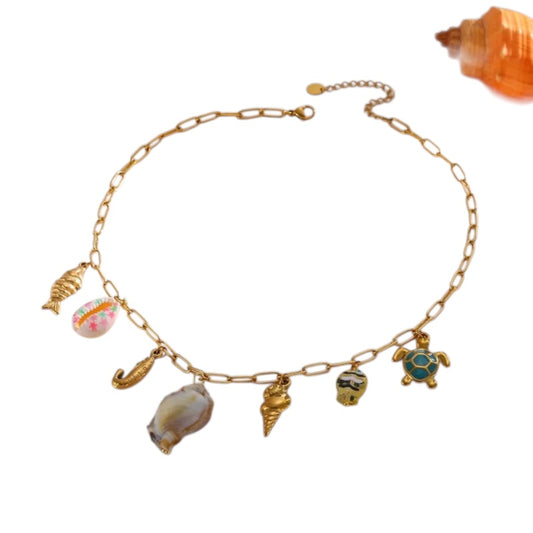 Κολιέ ατσάλινο με charms - ne774