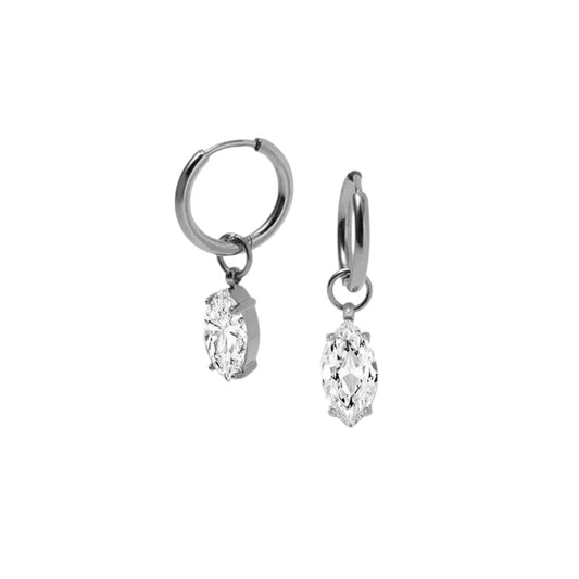 Σκουλαρίκια ασημί ατσάλι με δάκρυ zircon-EA625