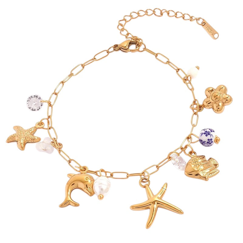 Βραχιόλι ατσάλινο με καλοκαιρινά charms - BR266