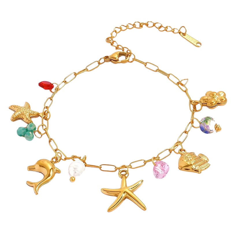 Βραχιόλι ατσάλινο με καλοκαιρινά charms- BR439