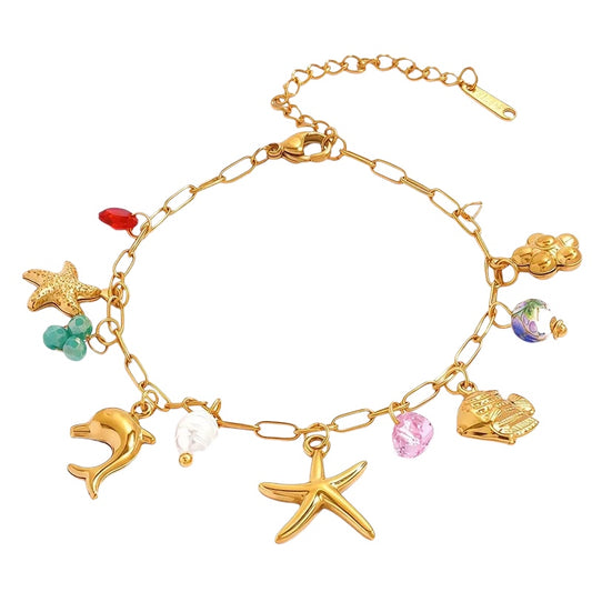 Βραχιόλι ατσάλινο με καλοκαιρινά charms- BR439