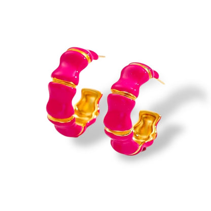 Steel earrings fuchsia - EA352
