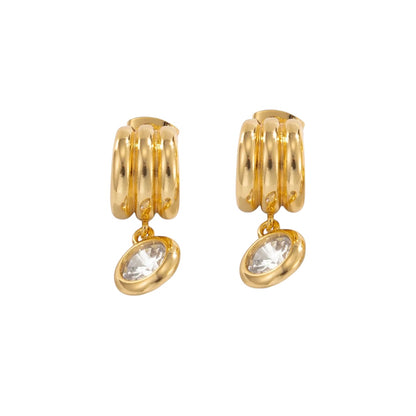 Gold stainless steel earrings with zircon - EA374
