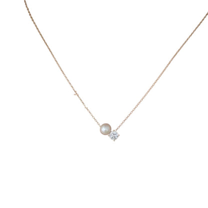 Steel necklace with pearl and zircon - NE176