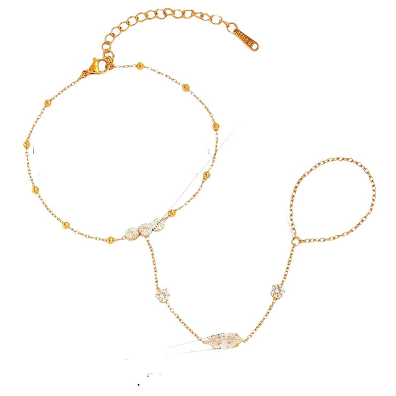 Ringarmband aus vergoldetem Stahl mit Zirkon – BR339