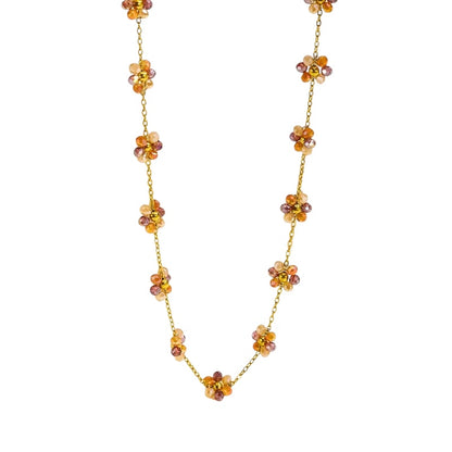 Stahlhalskette mit braunen Blumen – NE453