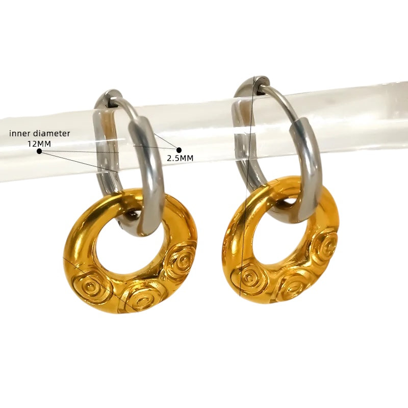 Silver and gold steel earrings- EA095