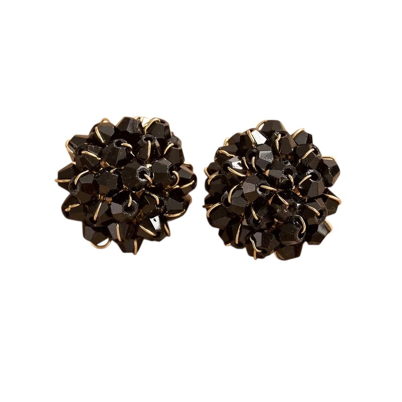 Σκουλαρίκια ατσάλινα με μαύρες πέτρες - EA657