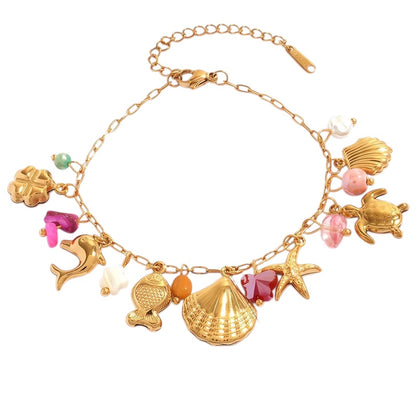 Stahlarmband mit weißen Blumen – BR255