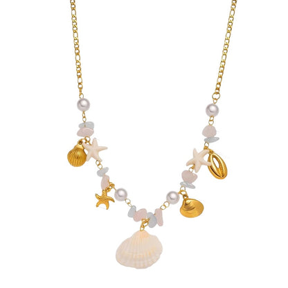 Collana in acciaio con cuori di zirconi rosa - NE426