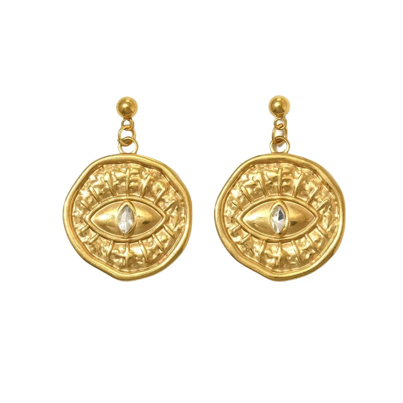 Steel shell earrings white with pearl - EA756