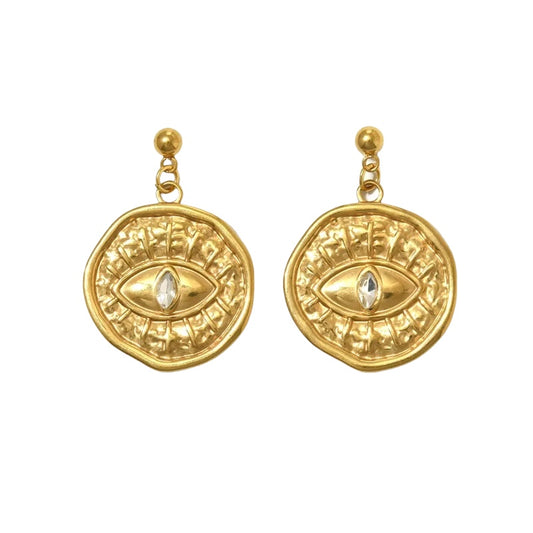 Steel shell earrings white with pearl - EA756