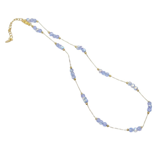 Steel necklace with pink zircon hearts - NE426