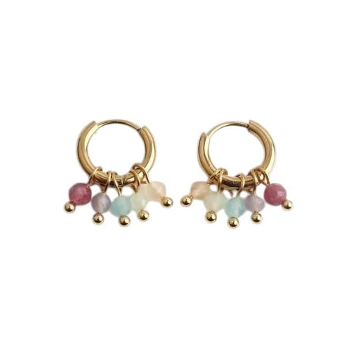 Steel shell earrings white with pearl - EA756