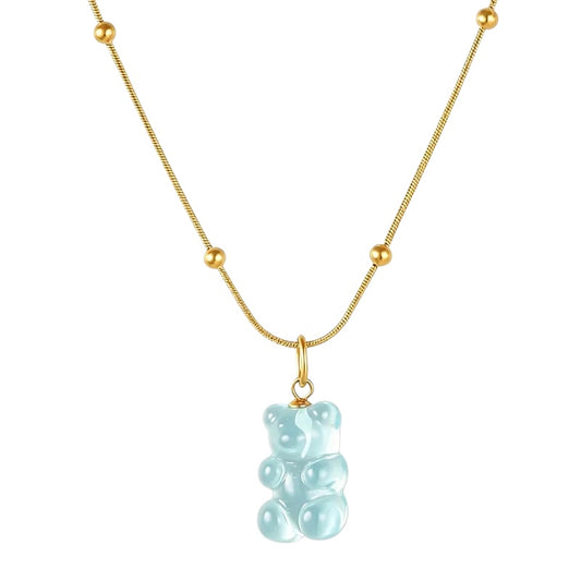 Steel necklace with pink zircon hearts - NE426