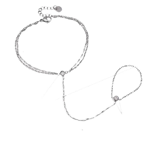 Steel bracelet with white flowers - BR255