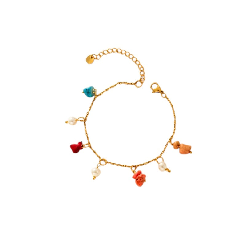 Stahlarmband mit weißen Blumen – BR255
