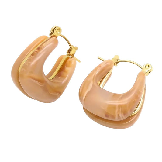Steel shell earrings white with pearl - EA756