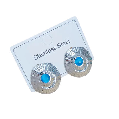 Steel shell earrings white with pearl - EA756