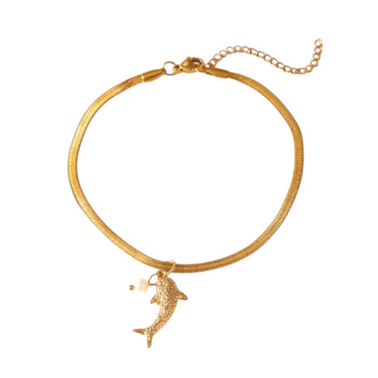 Steel leg bracelet with colorful zircon - AN039