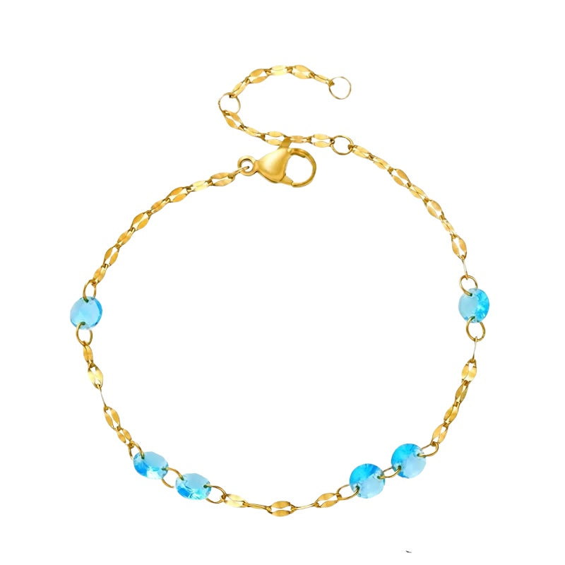 Steel bracelet with white flowers - BR255