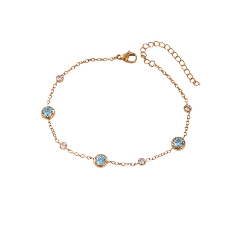Steel bracelet with white flowers - BR255