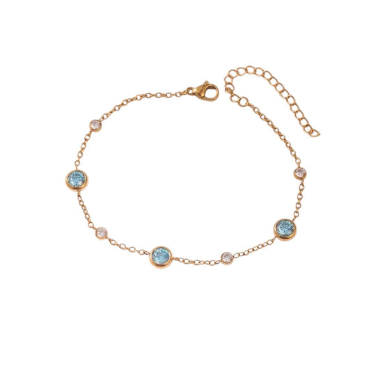 Steel bracelet with white flowers - BR255