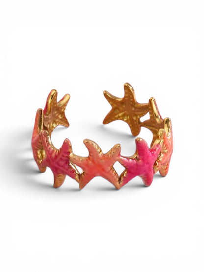 Stahlring mit grünen Kristallen – R130