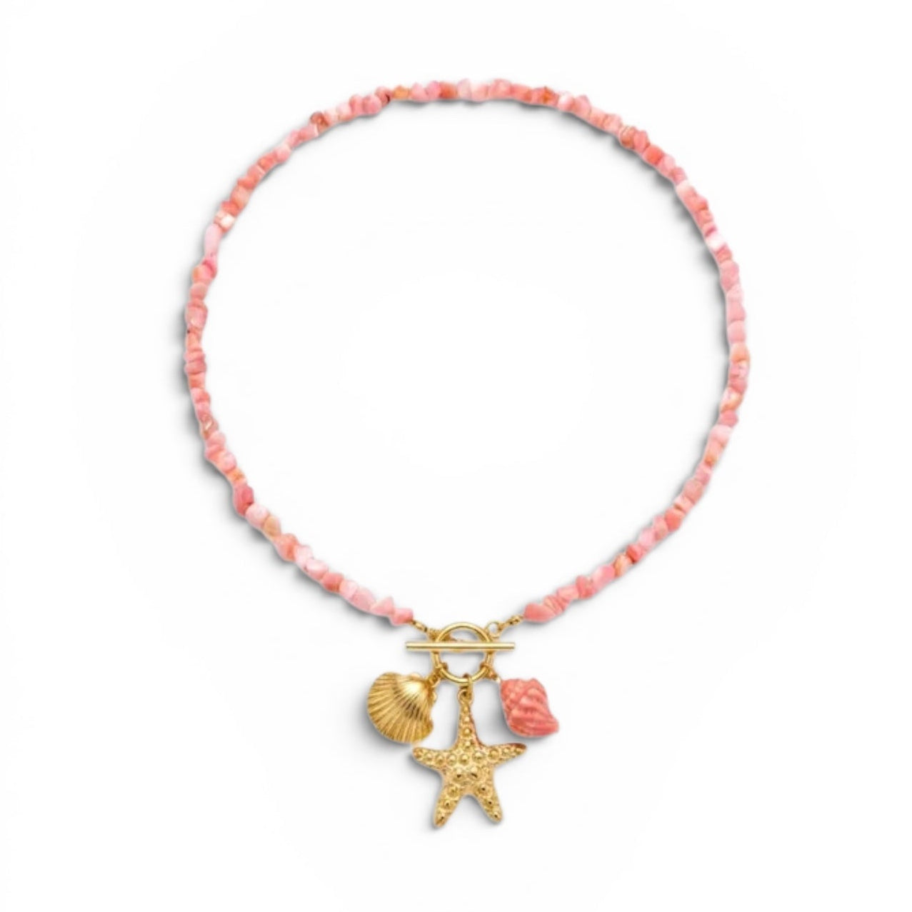 Collana con perle blu e stella marina in acciaio - NE449