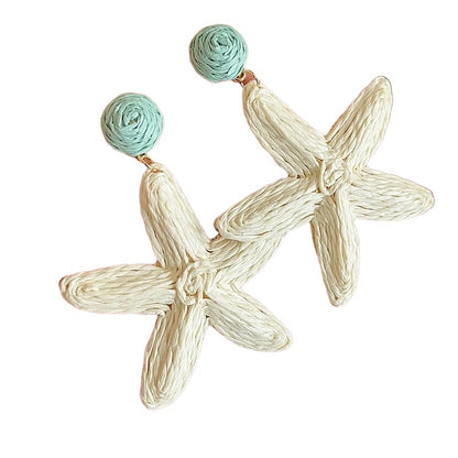 Pendientes estrella de mar de acero con piedras azules- EA681