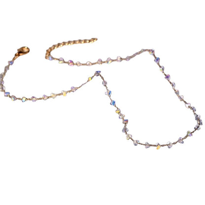 Necklace with blue beads and steel starfish - NE449