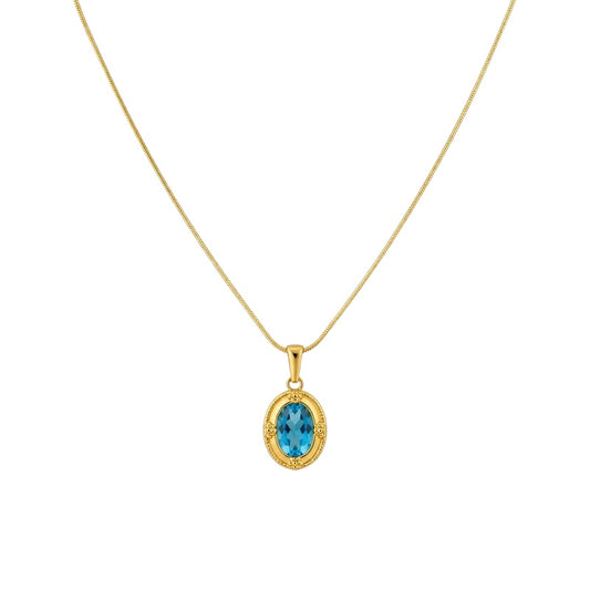 Collana con perle blu e stella marina in acciaio - NE449