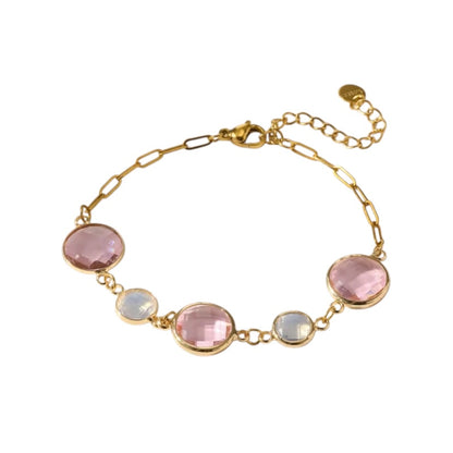 Pulsera de acero con flores blancas - BR255
