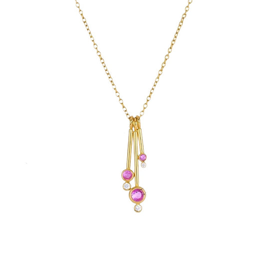 Collier en acier doré avec faux zircons - NE773