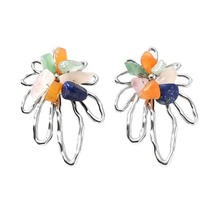 Pendientes estrella de mar de acero con piedras azules- EA681