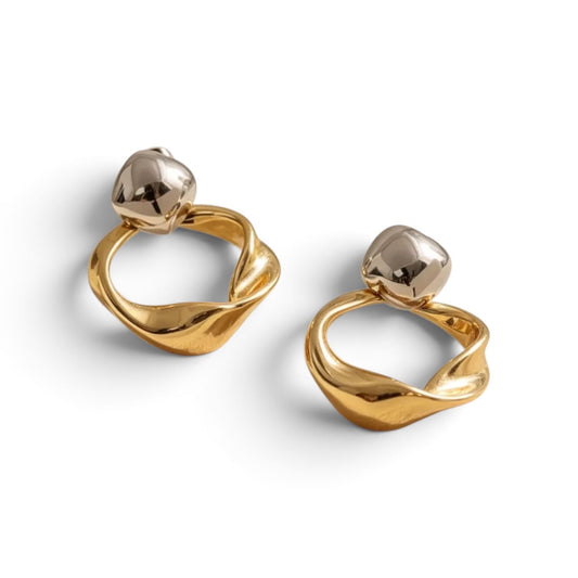 Boucles d'oreilles en acier doré avec argent - EA740